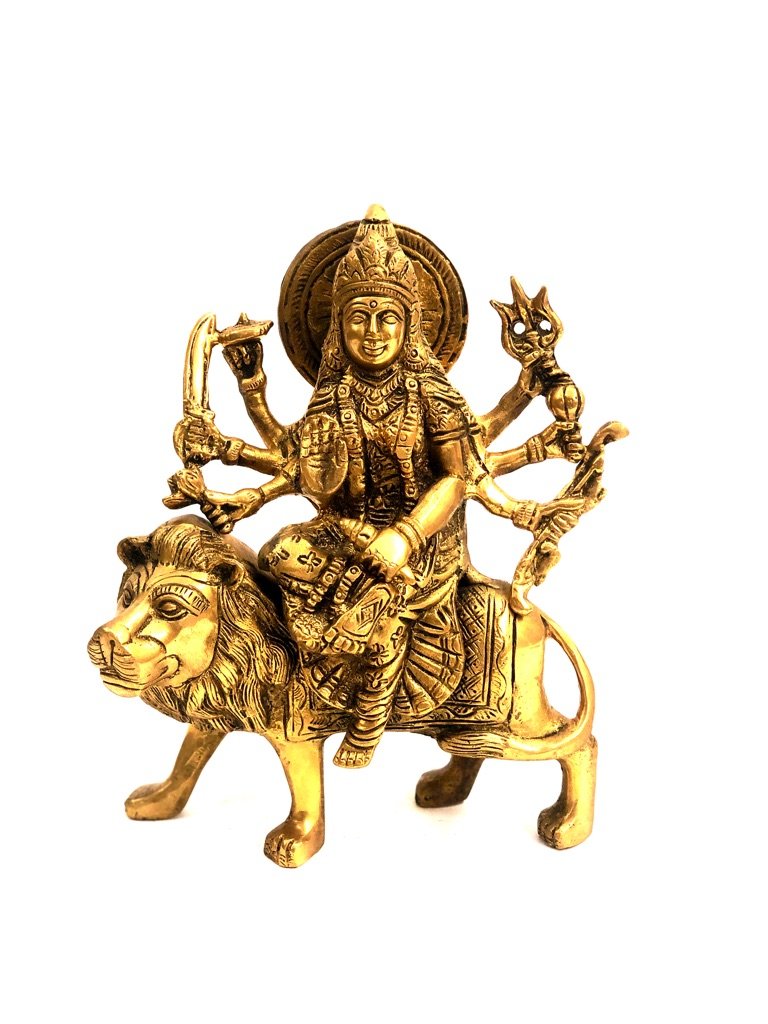 Goddess Ambe Ma In Brass Idols Creations Durga 'Sherawaali' By Tamrapatra