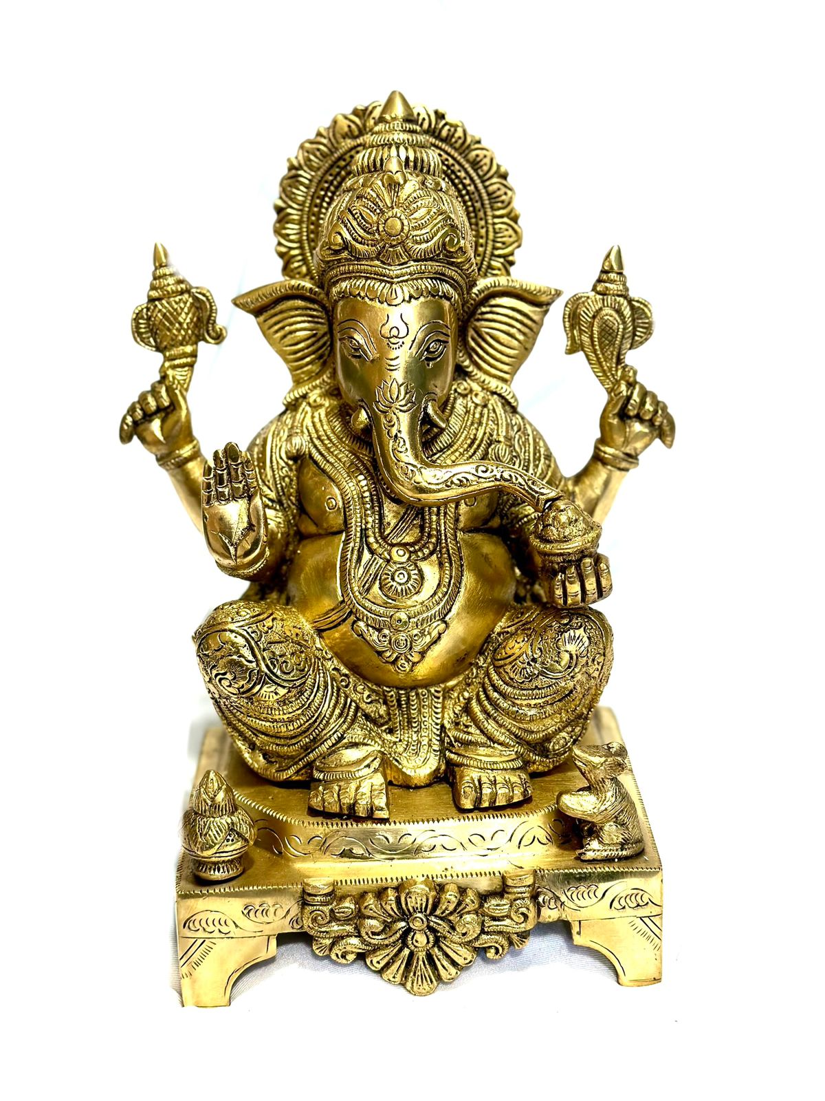 Brass Ganesha In Lal Bagh Raja Style Handcrafted From Brass By Tamrapatra