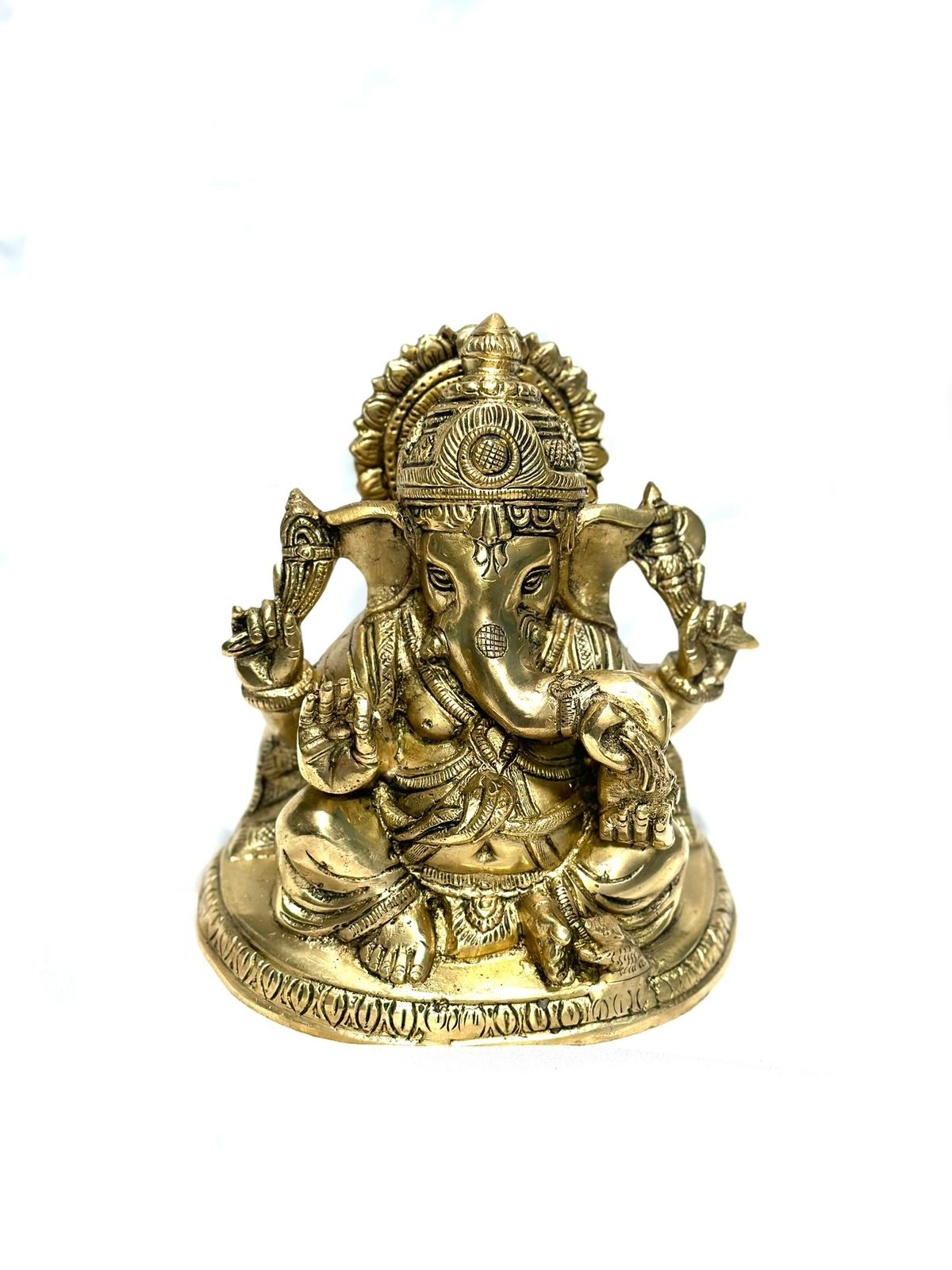 Brass Lord Ganesha Hand Carved "Hindu God Of Beginnings" By Tamrapatra