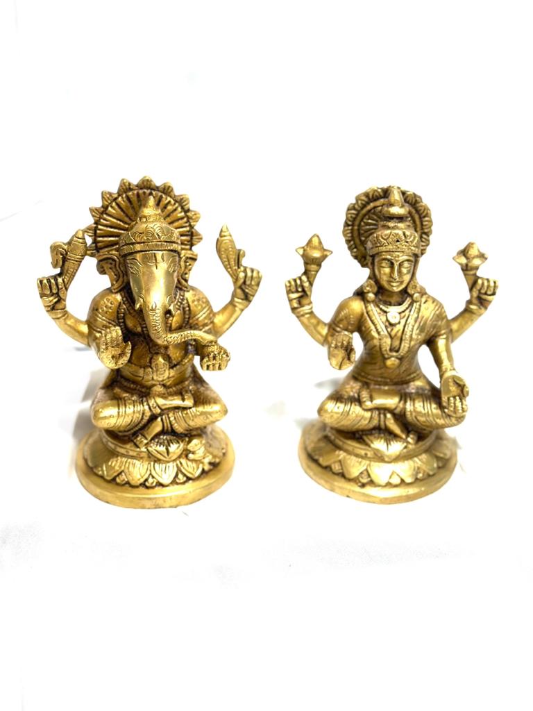 Royal Brass Idols Lakshmi Ganesha Brass Statues Hand Made In India By Tamrapatra