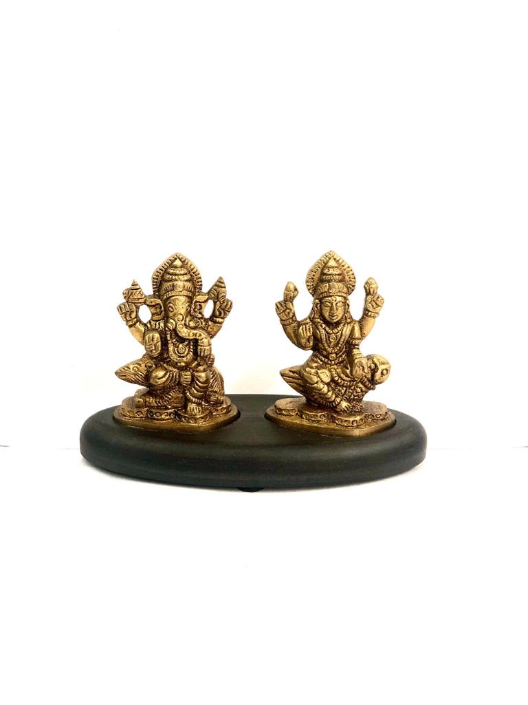 The Brass Collection Lakshmi Ganesh On Classic Black Platform By Tamrapatra