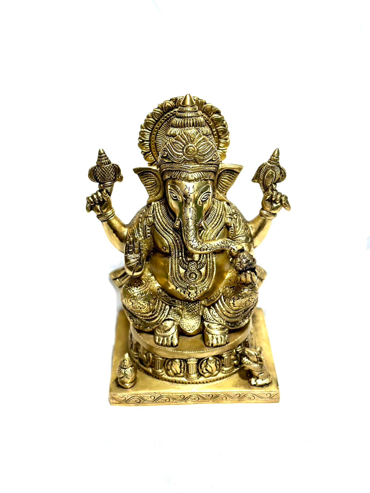 Magnificent Brass Ganesha Idol Indian Craftsmanship Décor By Tamrapatra