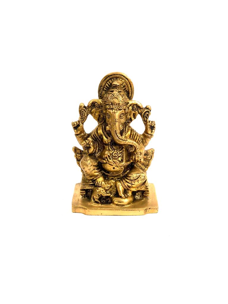 Brass Ganesha Lakshmi Saraswati  Religious Idols Handcrafted Tamrapatra