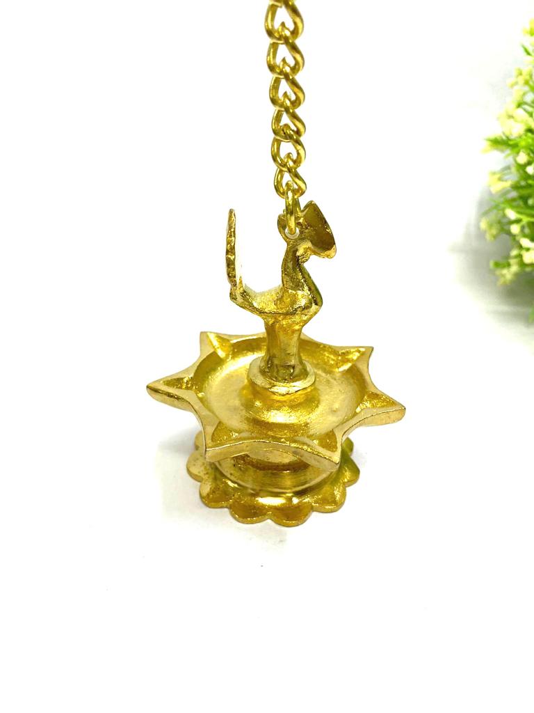 7 Mukhi Brass Hanging Diyas Exclusive Collection With Chain From Tamrapatra