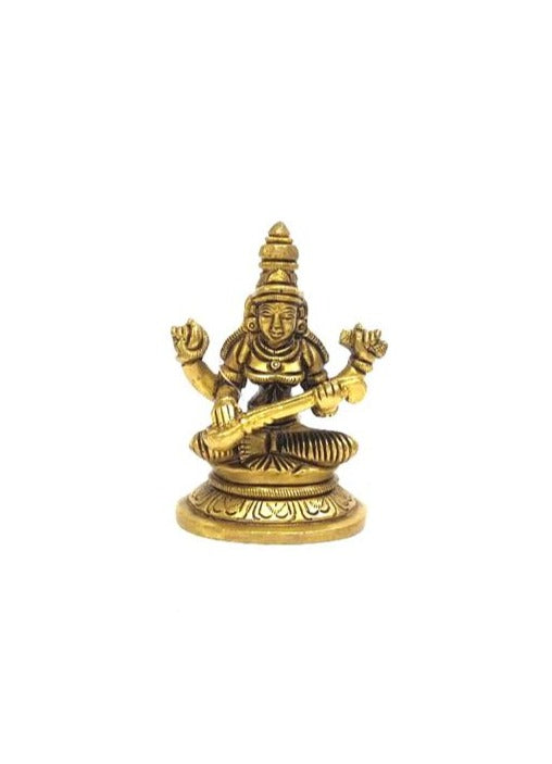 Religious Brass Idols Fine Hand Carving Lakshmi Ganesh Sarasvati From Tamrapatra