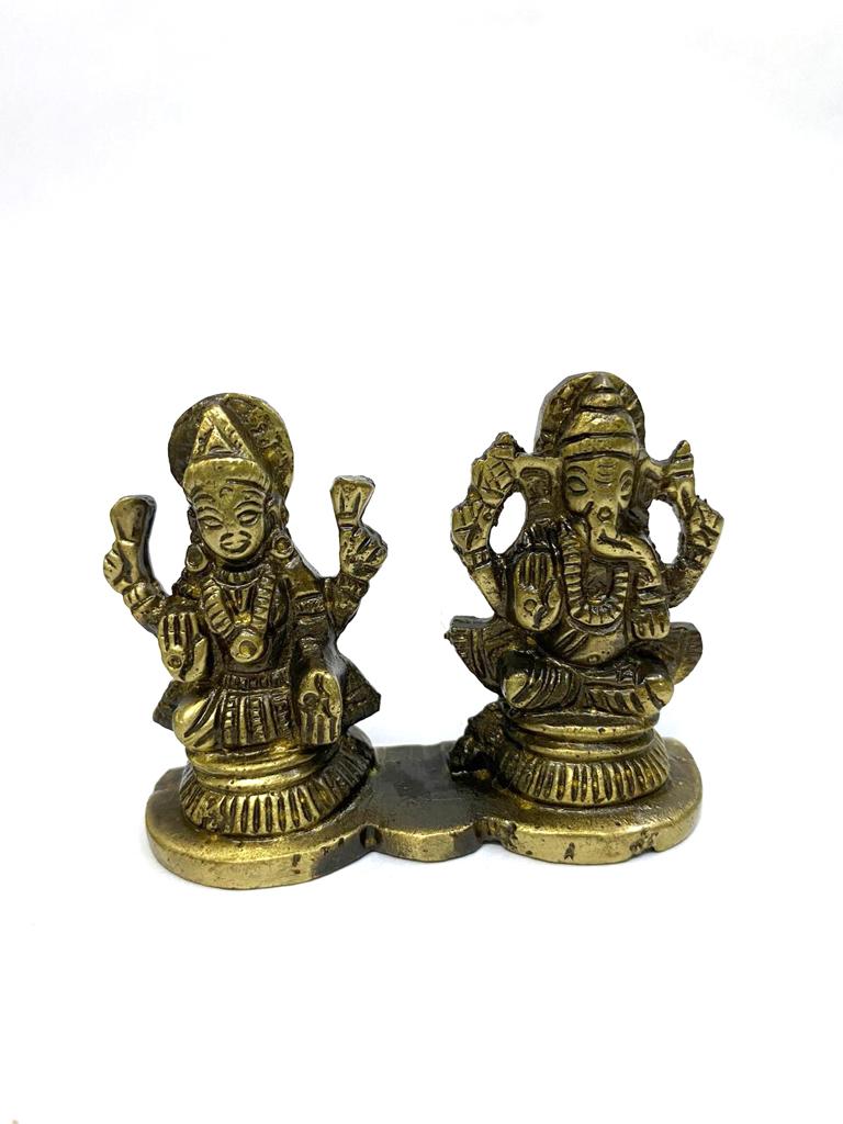 Brass Ganesh Lakshmi Brass Idols Prayers Hindu God Goddess  By Tamrapatra