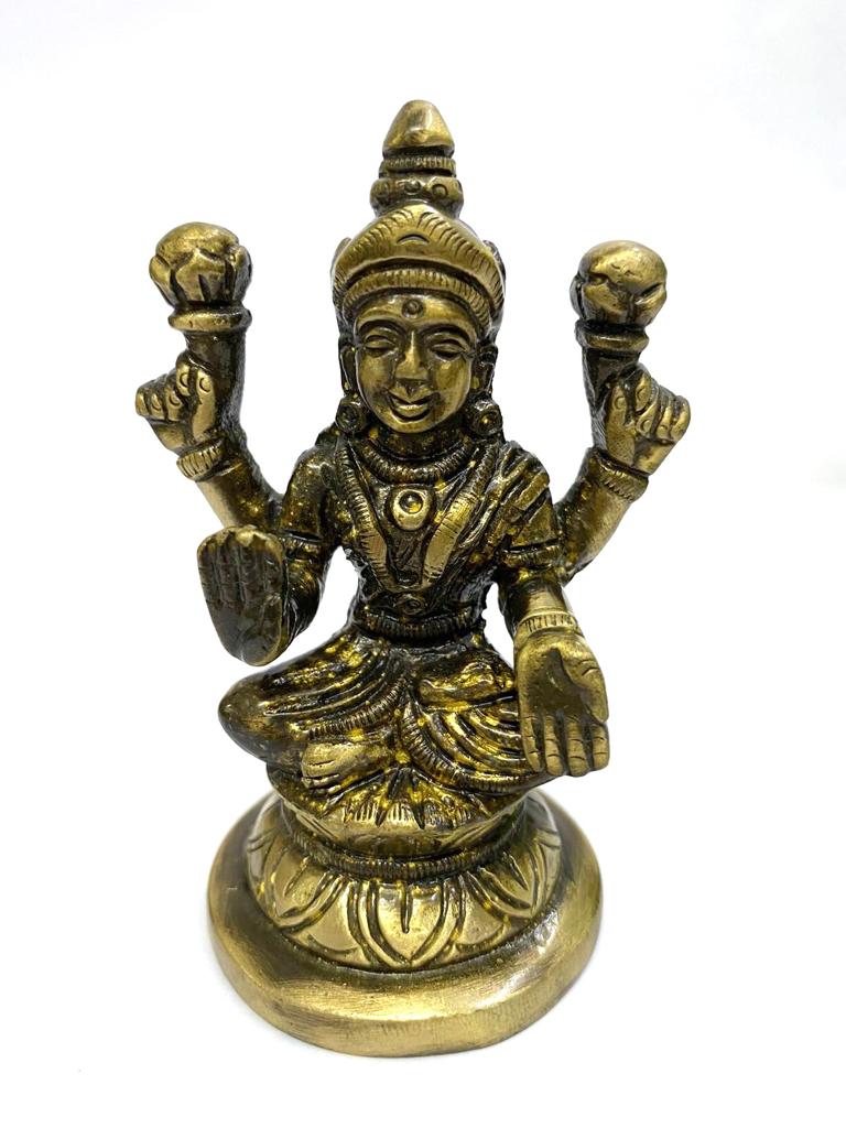 Religious Brass Idols Lakshmi Ganesh Sarasvati Indian Crafts By Tamrapatra