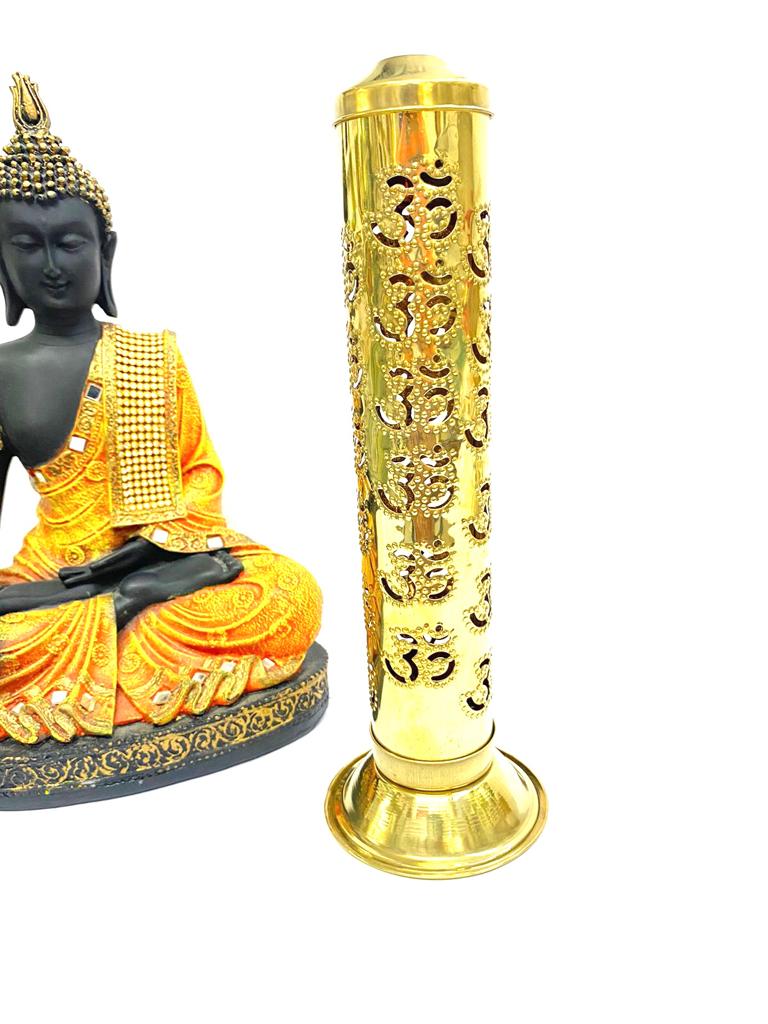 Brass Incense Sticks Holder Om Designer Standing Pooja Accessories Tamrapatra