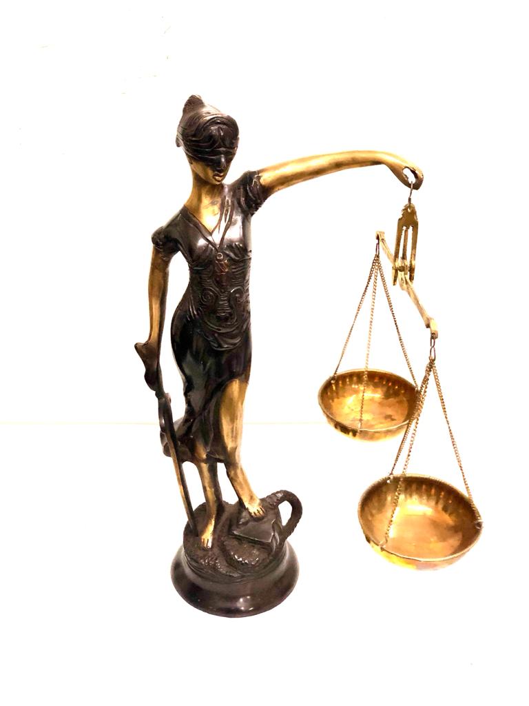 Lady Justice In Brass Antique Finish Corporate Extraordinary Art Gift Tamrapatra