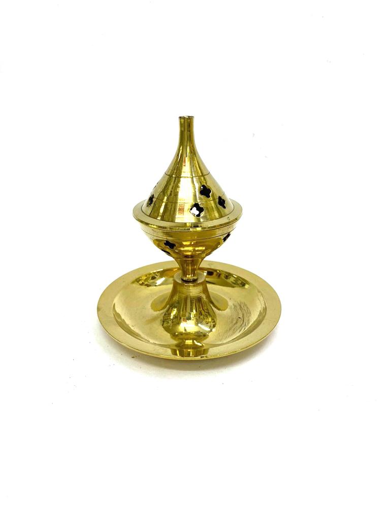 Brass Round Beautiful Pooja Decoration Dhoop Agardan Exclusive Tamrapatra