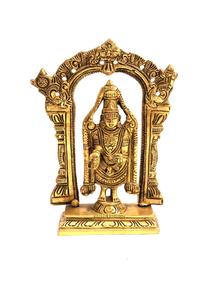 Tirupati Balaji Brass Statue Auspicious Figurines "Lord Venkateshwara" Tamrapatra