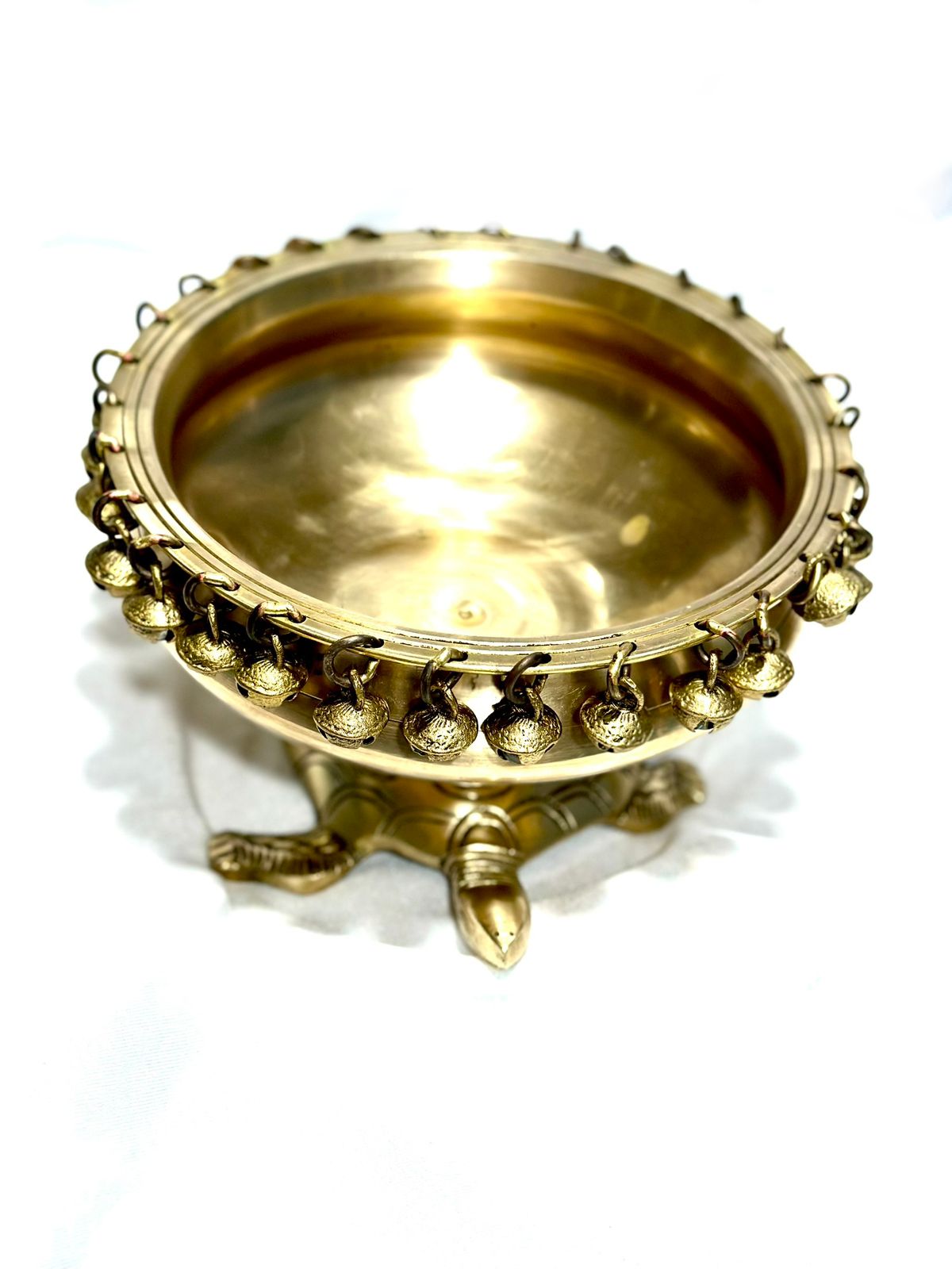 Brass Urli Stand Stand With Bells Ghungroo Traditional Pots From Tamrapatra