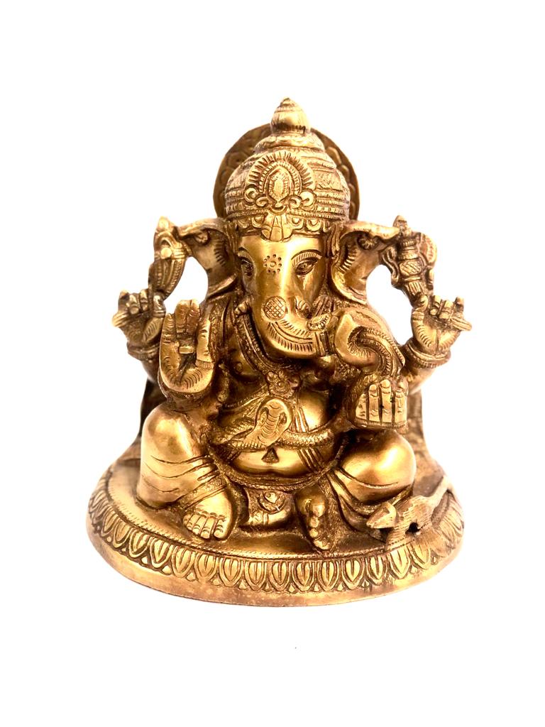 Brass Lord Ganesha Hand Carved "Hindu God Of Beginnings" By Tamrapatra