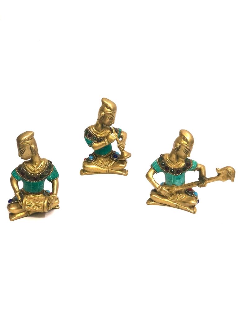Luxury Of Brass Depicted In Musicians Handcrafted With Gemstones Tamrapatra