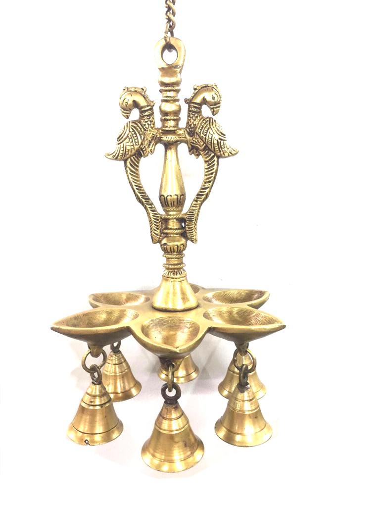 Brass Hangings Peacock Style With Heavy Bells Exclusive Creations Tamrapatra