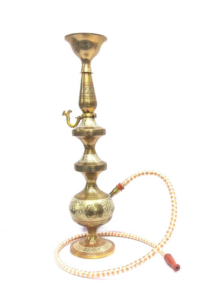Brass Hookah Crafted From Ancient Depiction With Inlay Work From Tamrapatra