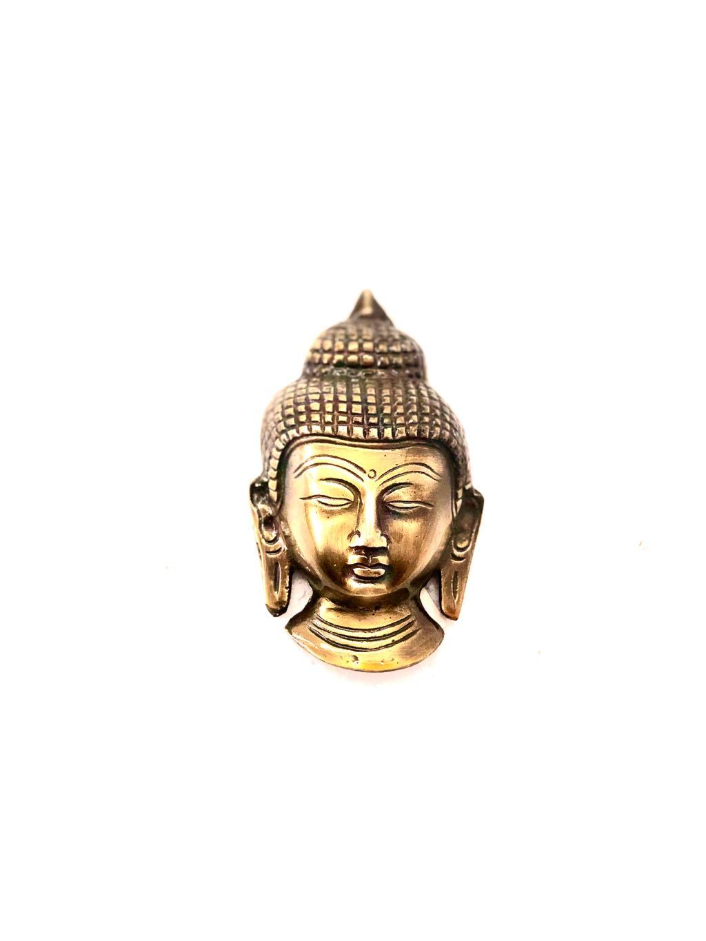 Solid Brass Antique Buddha Face Hanging Home Wall Decor Tamrapatra - Tamrapatra