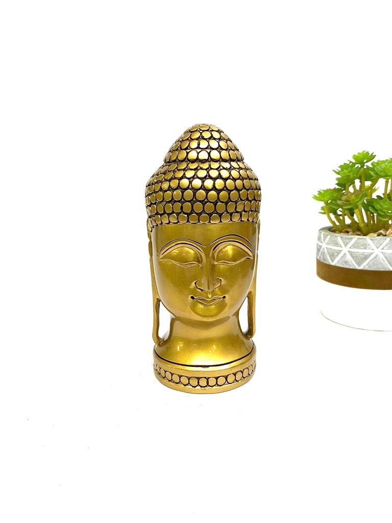 Buddha Face Wooden Polished Gold Shade New Designs Exclusively Tamrpaatra