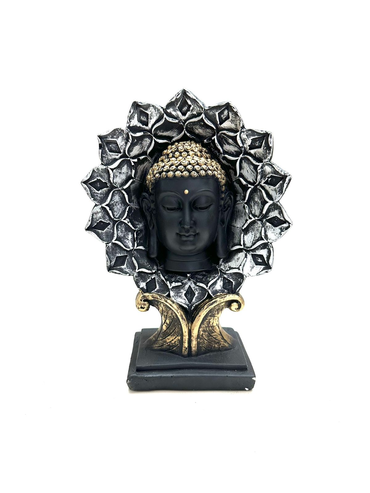 Face Buddha On Flower Unique Handcrafted Table Top Showpiece From Tamrapatra