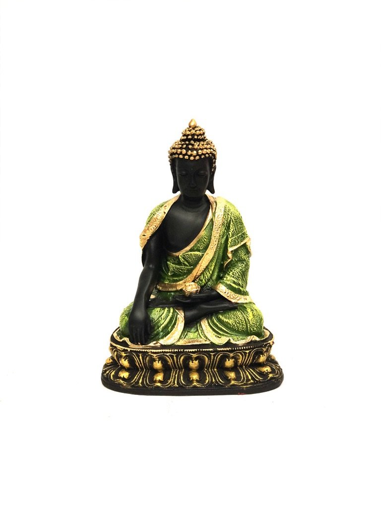 Sitting Buddha With Lotus In Hand In Various Shades Exclusive Art By Tamrapatra