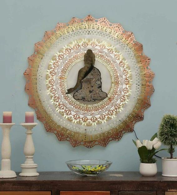 Buddha Wall Décor Led Round Designed With Precision Exclusively By Tamrapatra