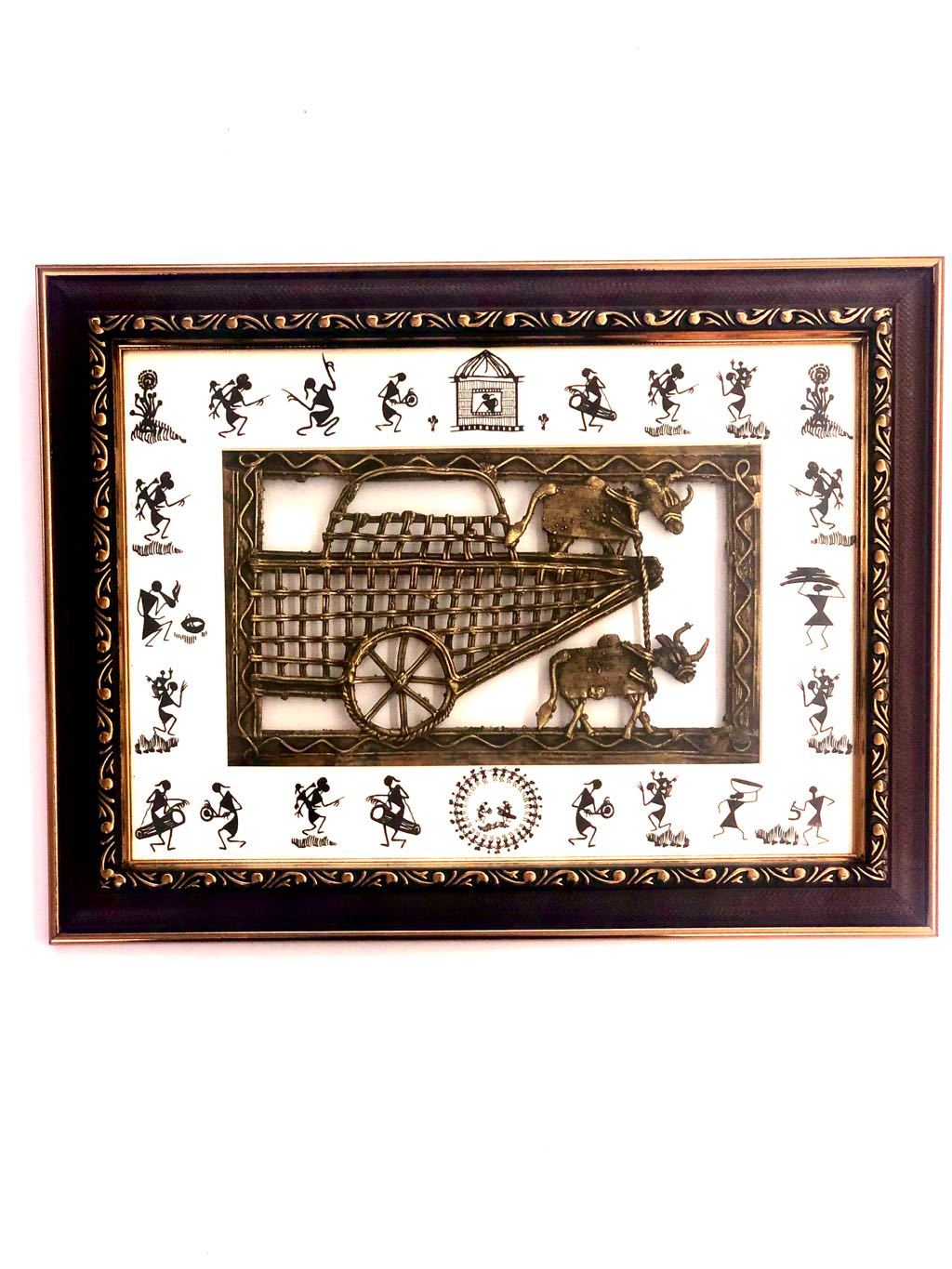 Dhokra Art Based On Crops Harvesting In Farms By Bullocks Frame By Tamrapatra
