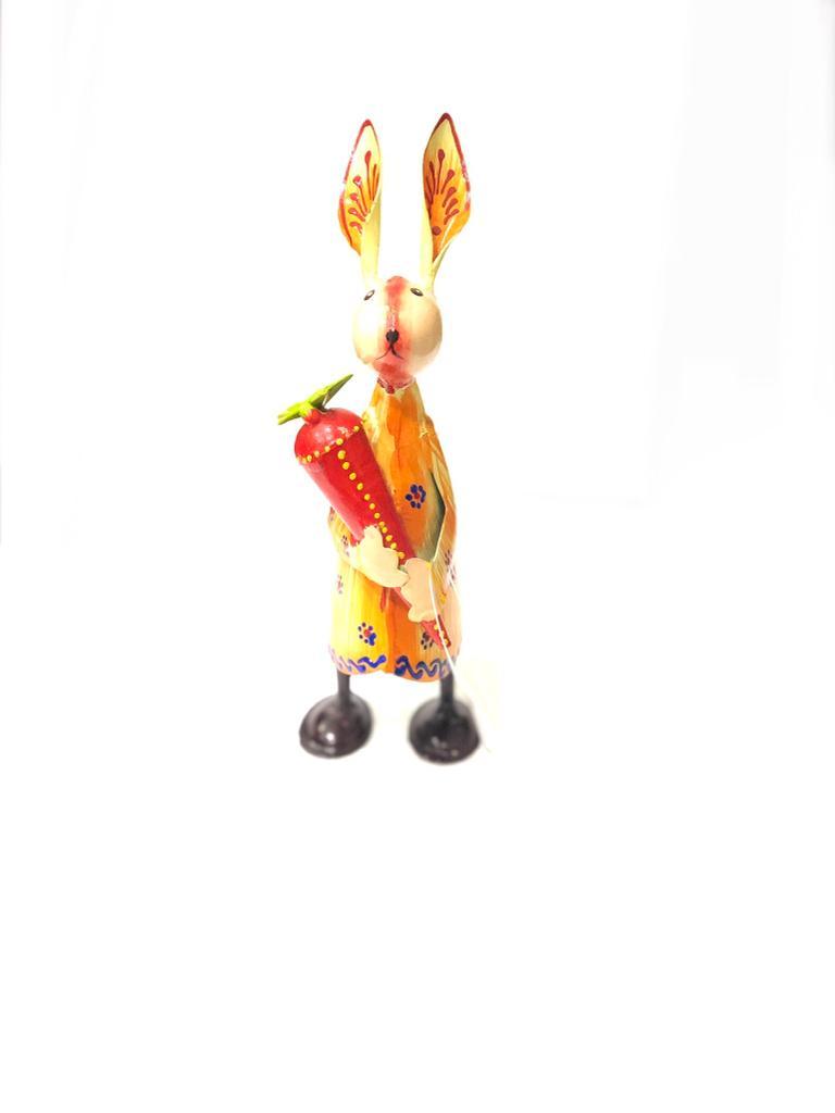 Cute Bunny Playing With Objects Metal Decoration Largest Collection Tamrapatra - Tamrapatra