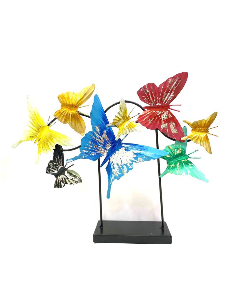 Charming Butterfly Multicolor Showpiece Console Corner Table Décor Tamrapatra