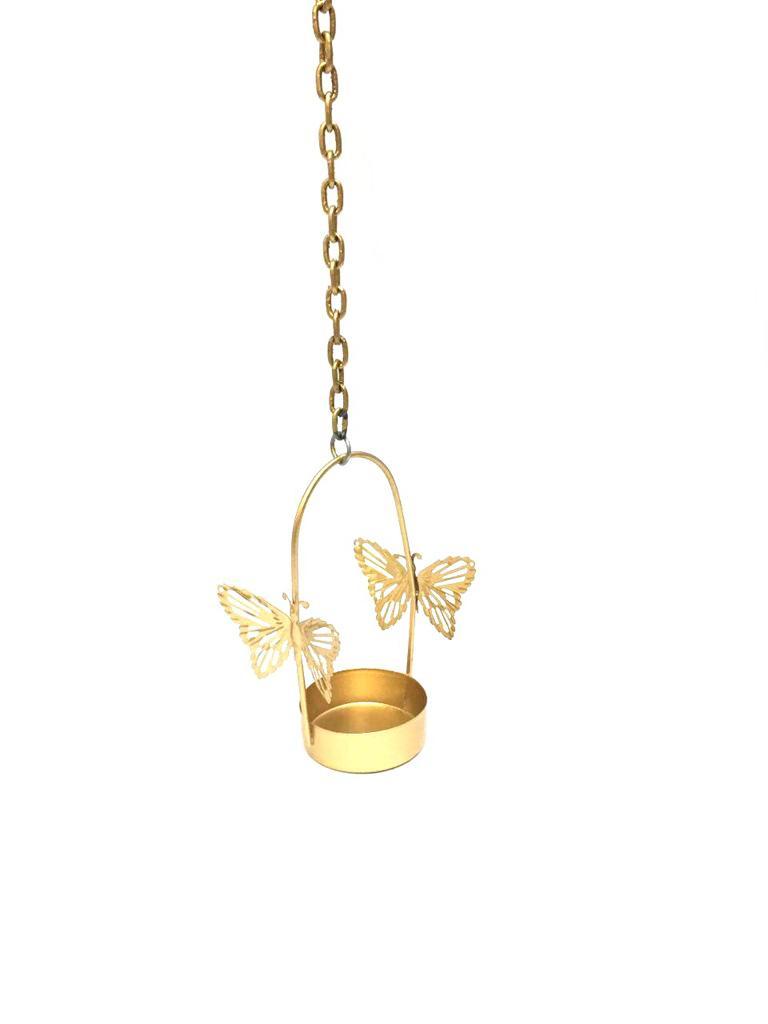 Butterfly Metal Hanging With Chain Shiny Gold For All Occasions By Tamrapatra