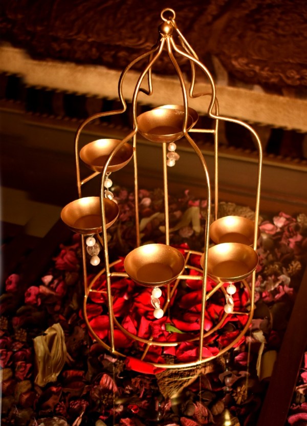Cage Lantern Gold Exclusive Hanging Tea Light Holder Gift Diwali By Tamrapatra