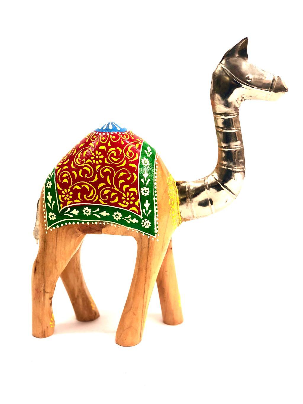 Wooden Craft HandPainted Standing Camel By Indian Artisans Tamrapatra - Tanariri Hastakala