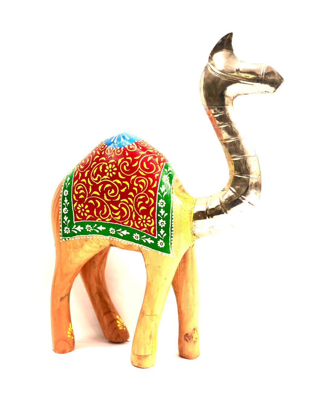 Wooden Craft HandPainted Standing Camel By Indian Artisans Tamrapatra - Tanariri Hastakala