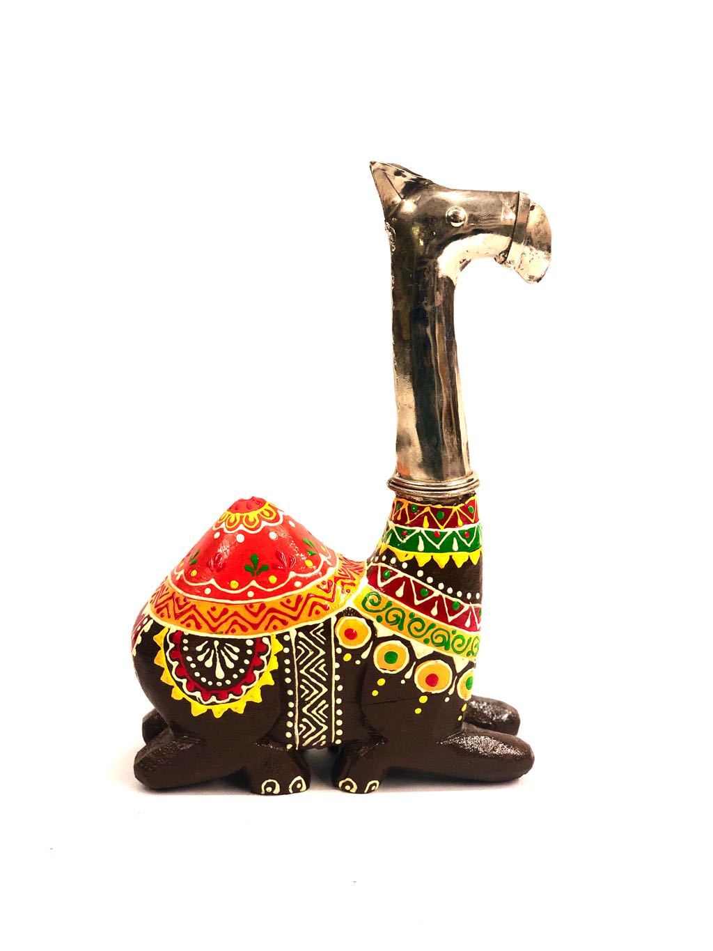 Camel Made With Premium Wood Combined With Iron Hammered Tamrapatra - Tanariri Hastakala