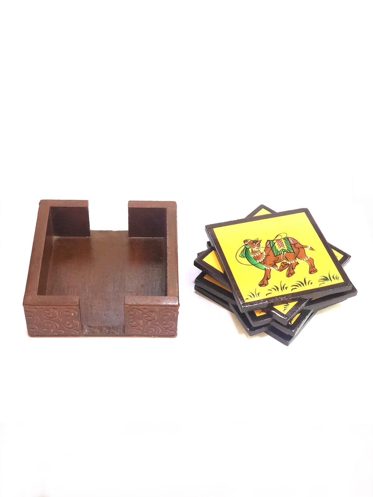 Wooden Miniature Hand Painted Tea Coasters Exclusively Now At Tamrapatra