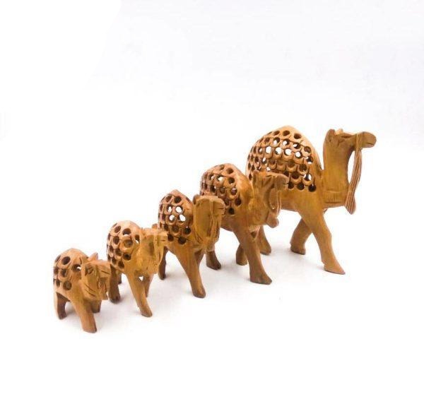 Camel Set Of 5 Wooden Fine Carving Make In India Gifts Souvenir Tamrapatra