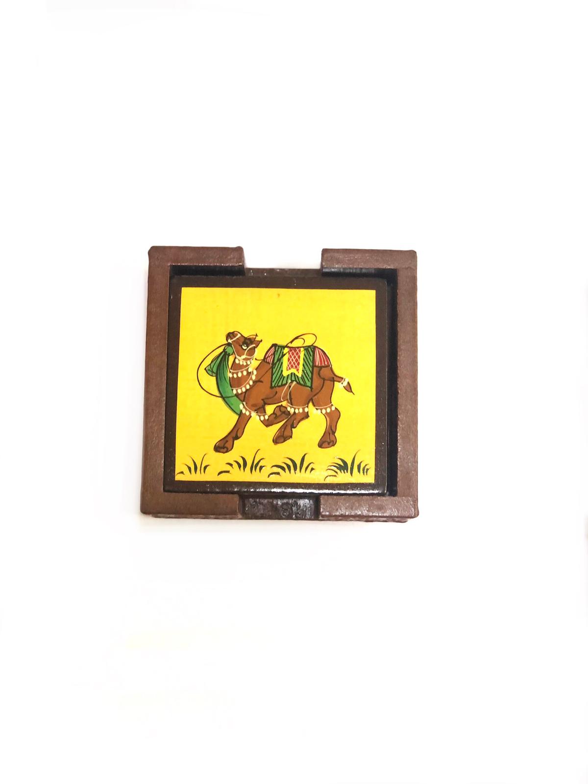 Wooden Miniature Hand Painted Tea Coasters Exclusively Now At Tamrapatra