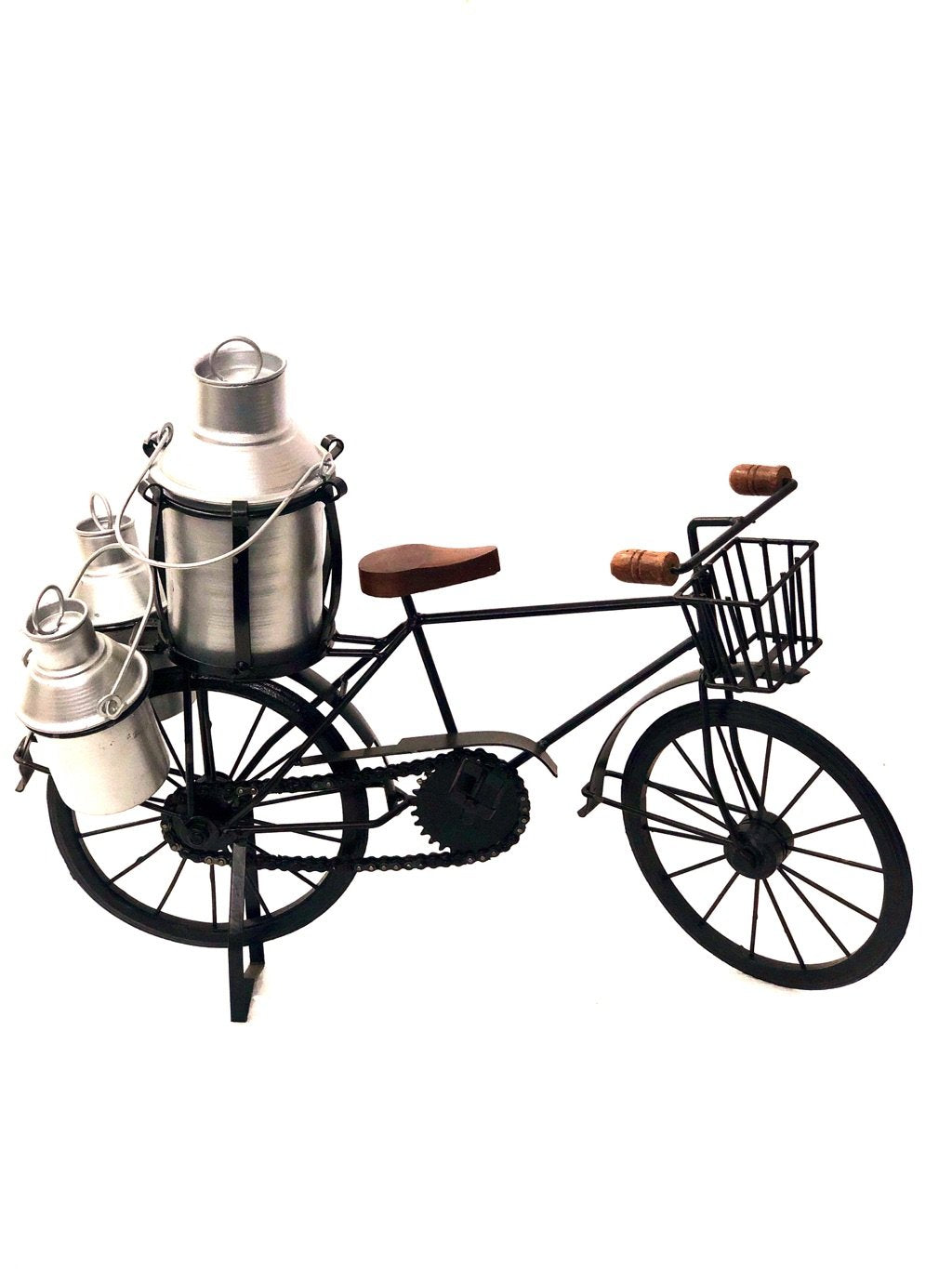 Cycle With Milk Cans Vintage Handicrafts Unique Showpiece Tamrapatra