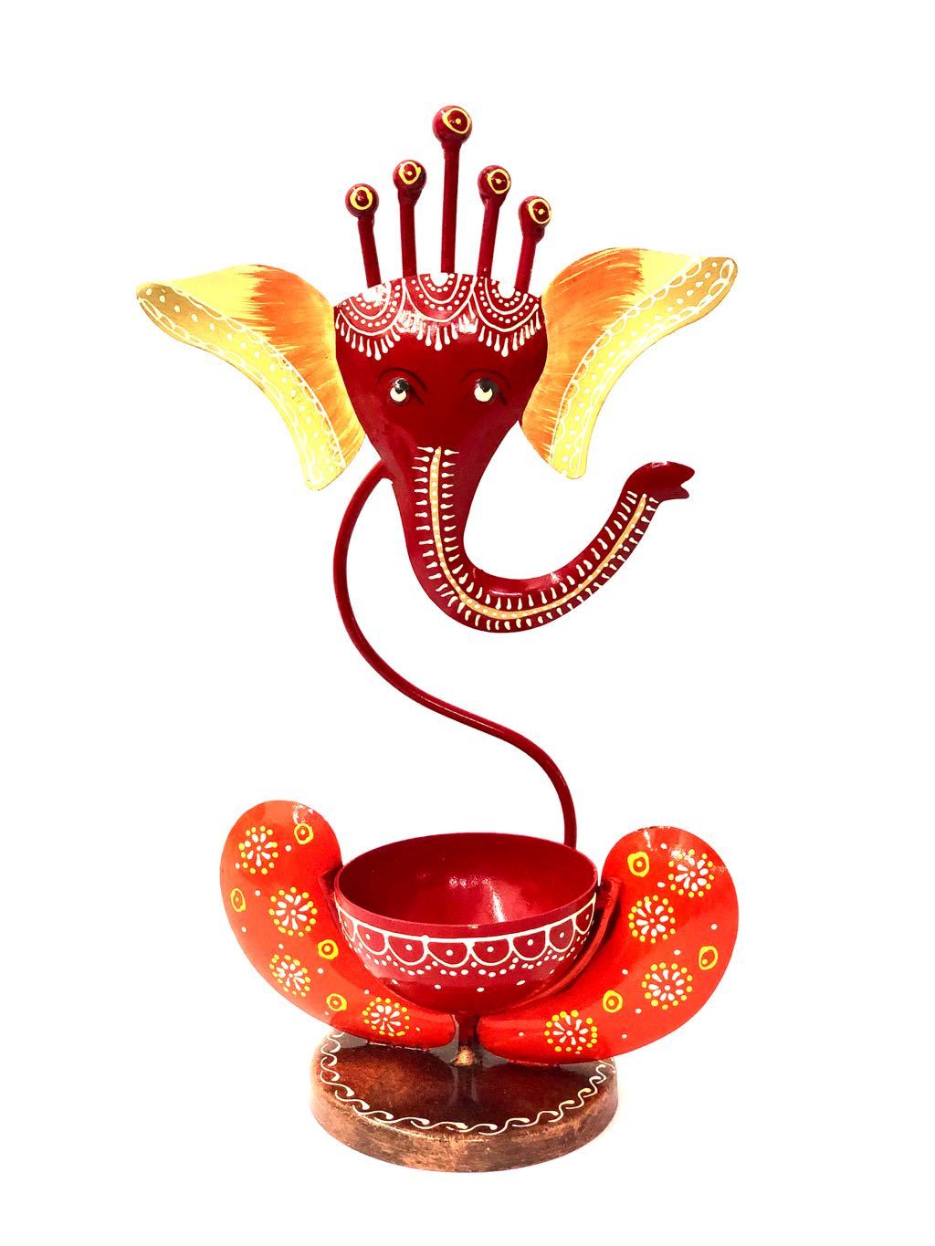 Ganesha Candle Holder With Handmade Eccentric Design Tamrapatra - Tamrapatra