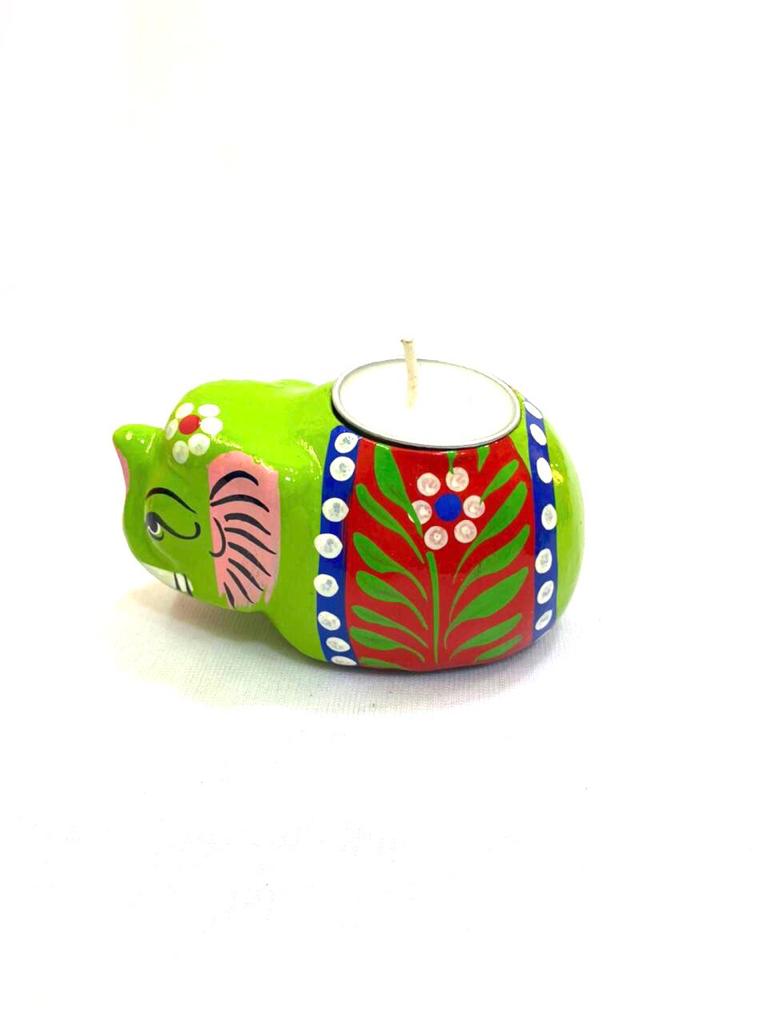 Elephant Candle Holders Sweet Hand Painted Home Office Gifts From Tamrapatra
