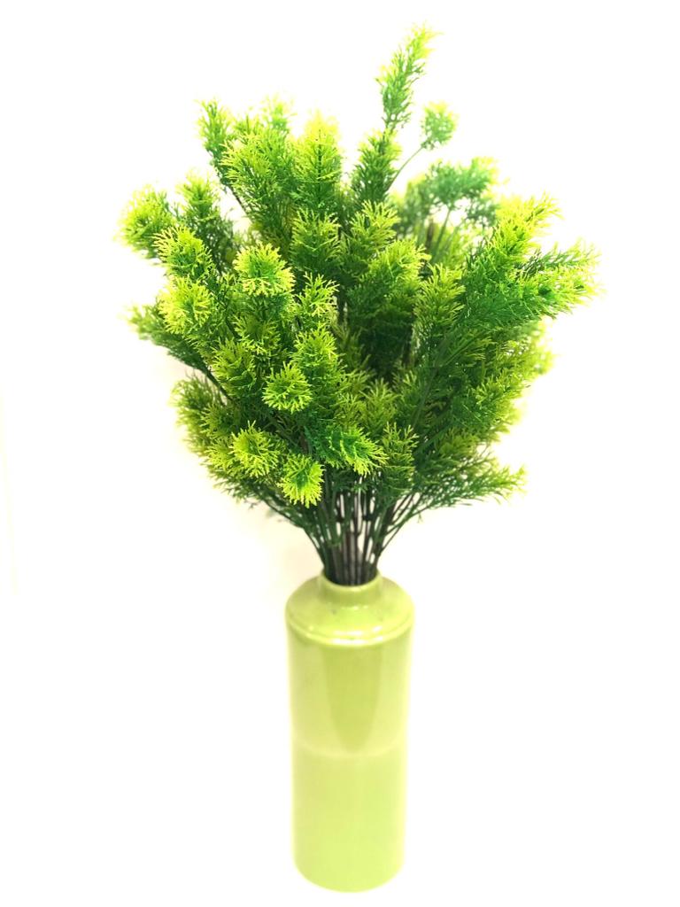 Lime Green Pipe Bottle Shaped Glazed Ceramic Pots For Flowers By Tamrapatra