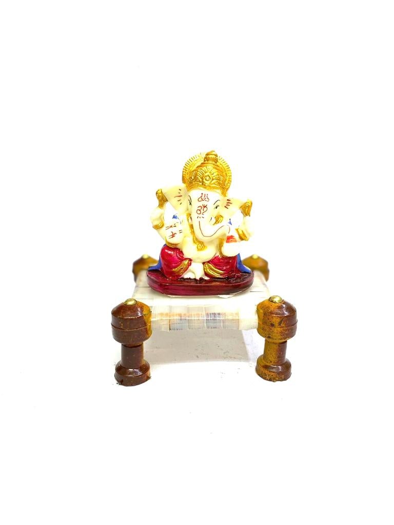 Crown Ganesh On Khat Sweet Spiritual Art Gifting's Vastu Marriage Tamrapatra