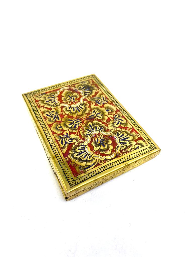 Brass Cigarette Case Fancy Storage Creations Stylish Inlay Floral Art By Tamrapatra