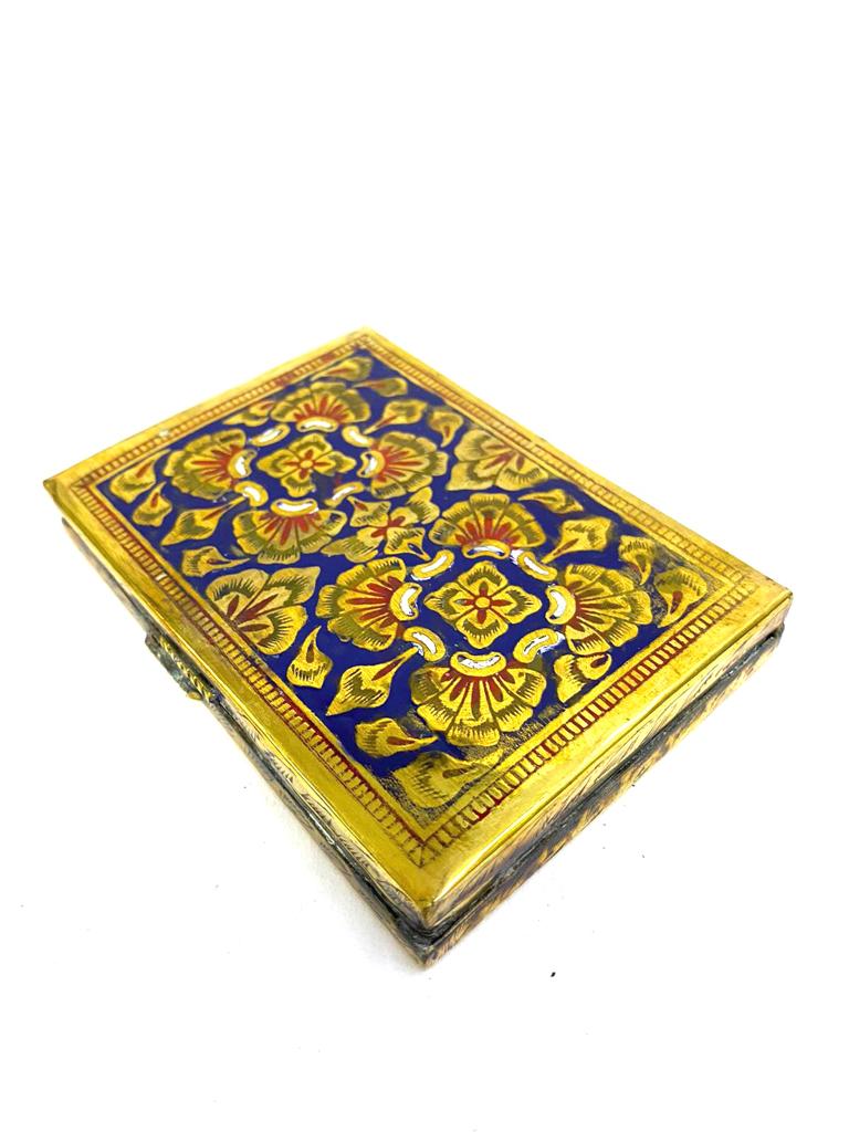 Brass Cigarette Case Fancy Storage Creations Stylish Inlay Floral Art By Tamrapatra