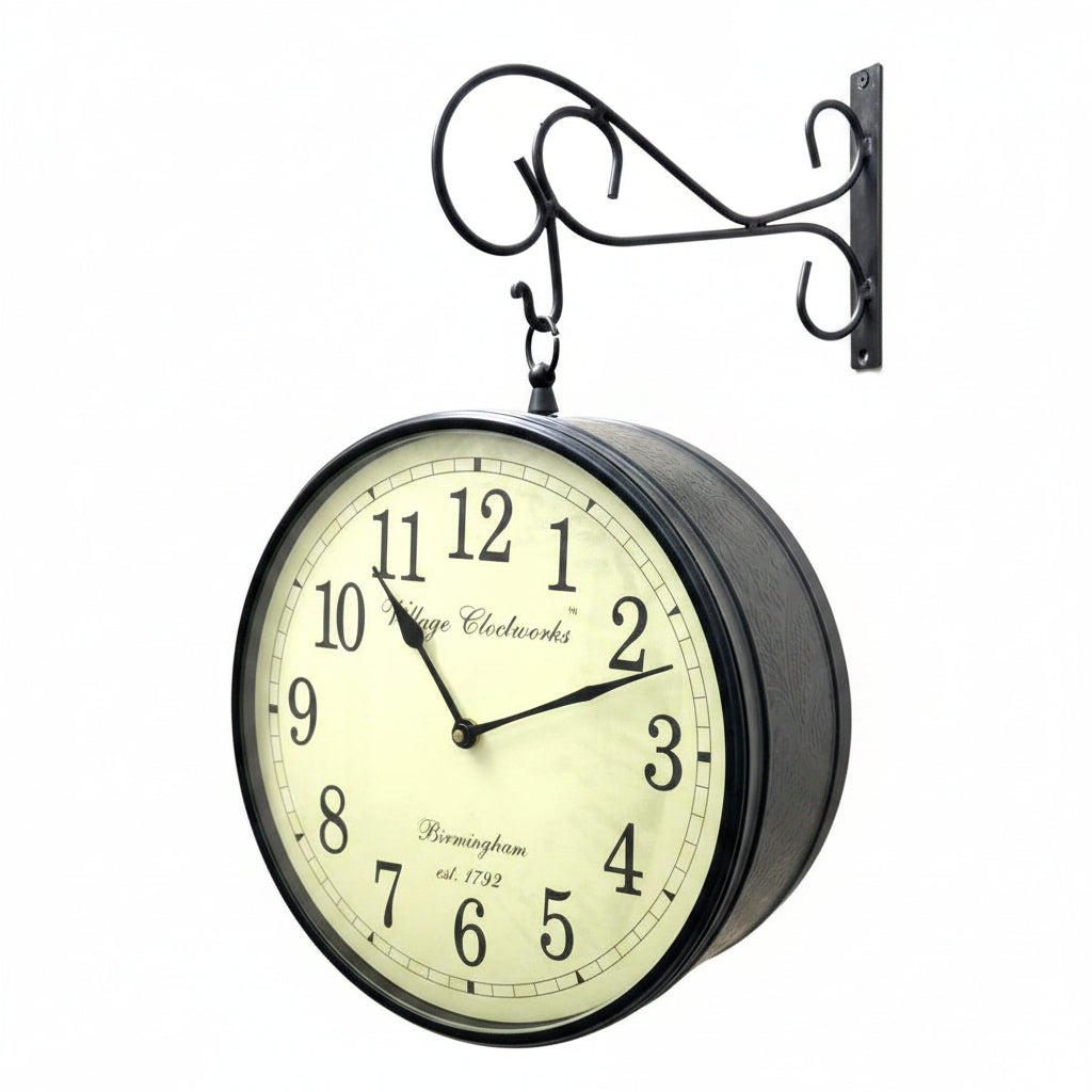 Classic Vintage Designed Hanging Clock On Both Sides 12 Inches Tamrapatra - Tamrapatra
