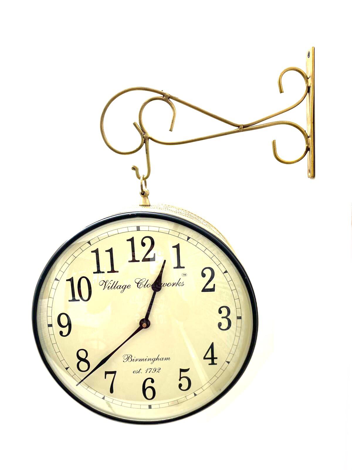 Classic Vintage Designed Hanging Clock On Both Sides 12 Inches Tamrapatra