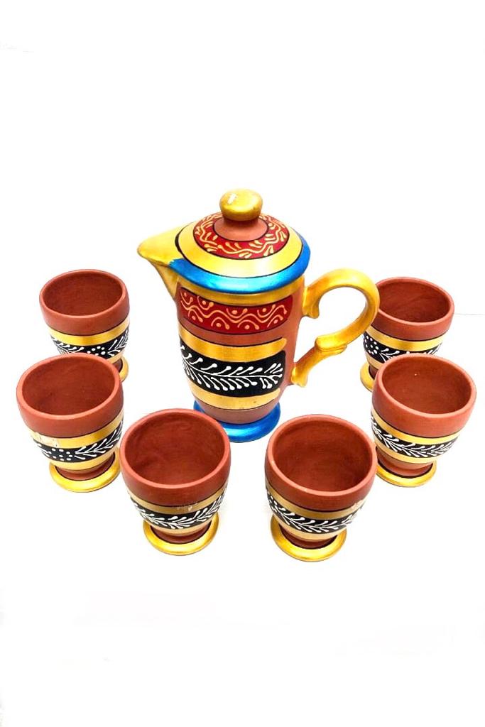 Hand Painted Designer Jug Set With New Options Of Kulhad & Glass From Tamrapatra
