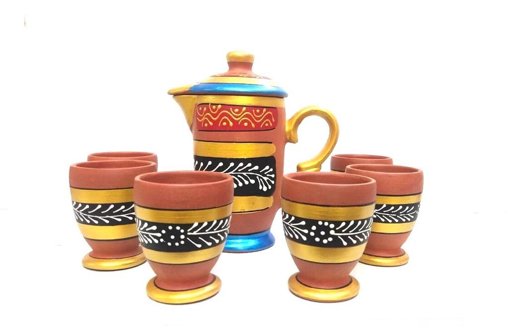 Hand Painted Designer Jug Set With New Options Of Kulhad & Glass From Tamrapatra