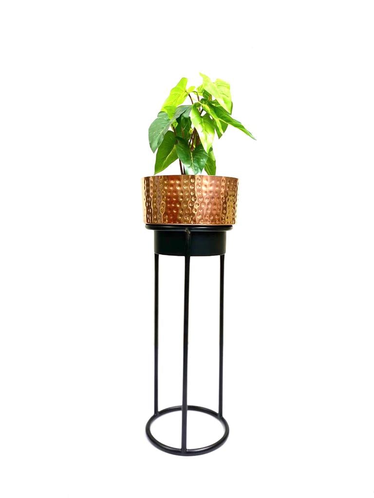 Big Metal Planters Hammered Copper Shade On Metal Stand From Tamrapatra