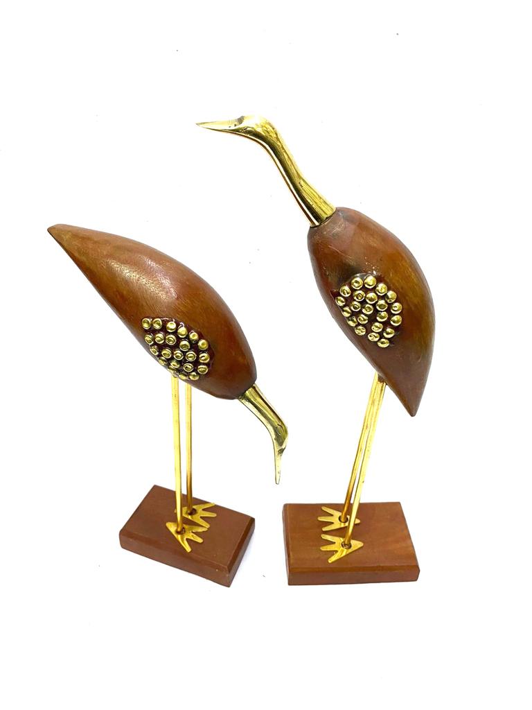 Crane Set Water Birds In Wooden & Metal Fusion With Size Options Tamrapatra