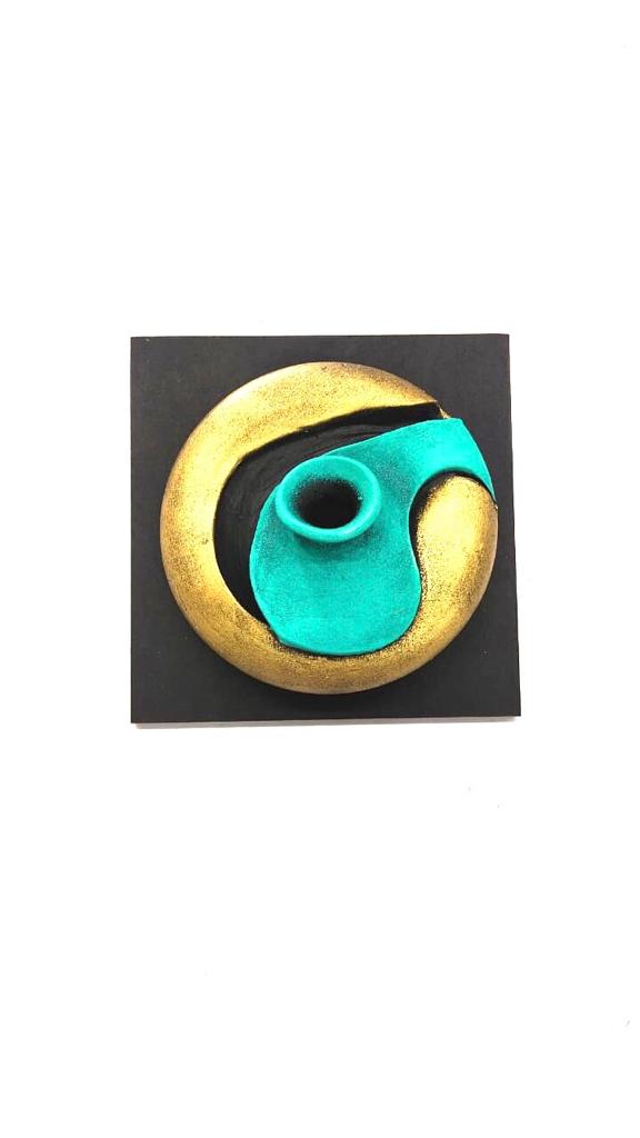 Turquoise Green With Golden Touch Terracotta Wall Art Creations By Tamrapatra